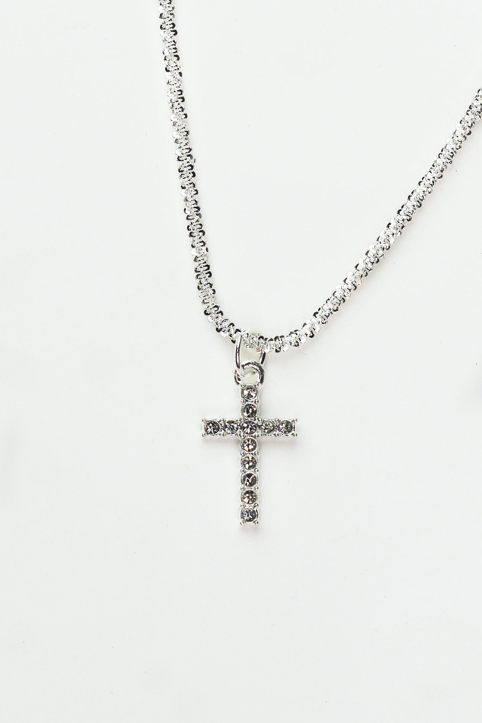 Rope Chain Anklet w/ Rhinestone Cross Charm