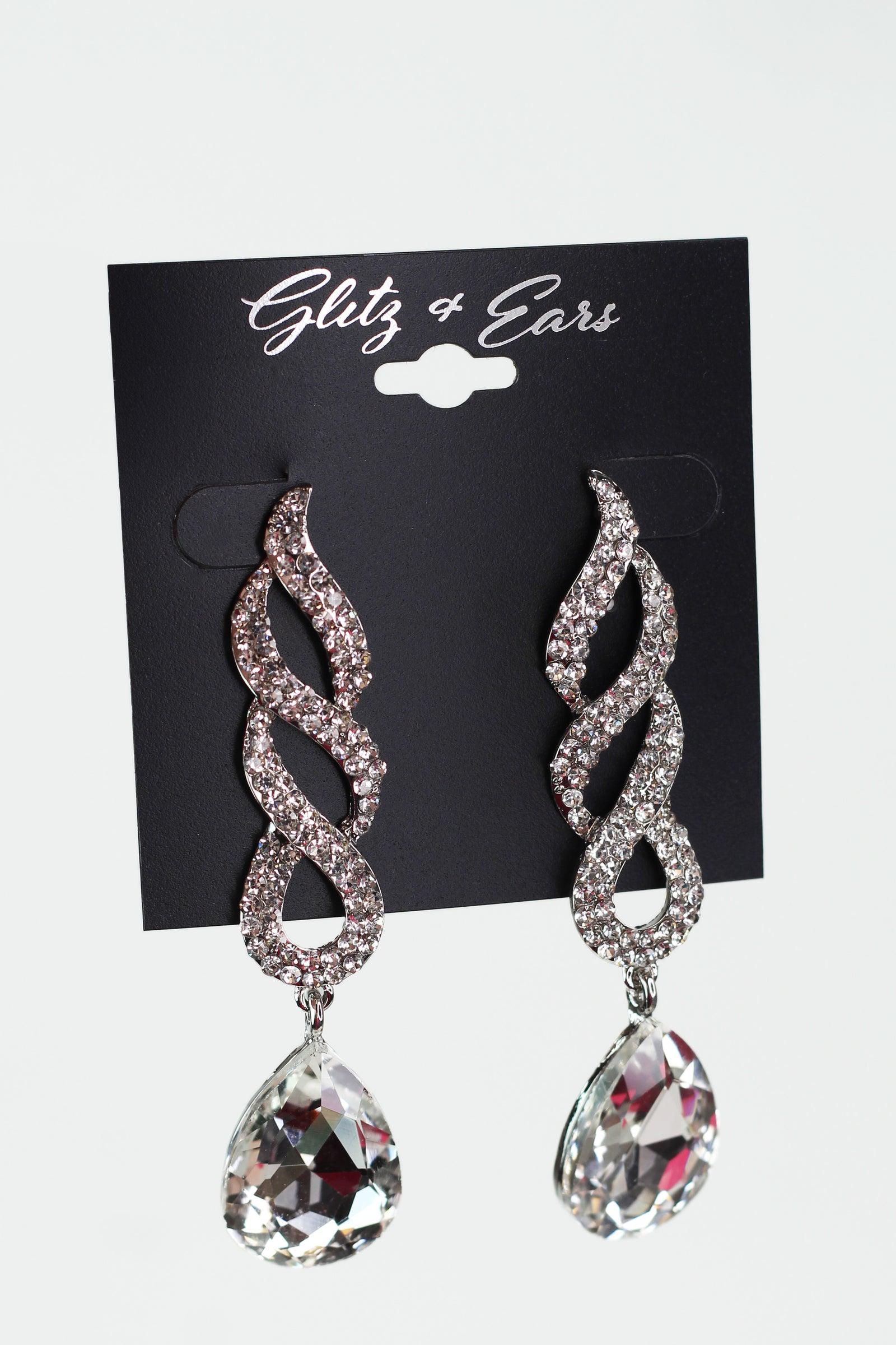 Rhinestone Twist Almond Drop Earrings