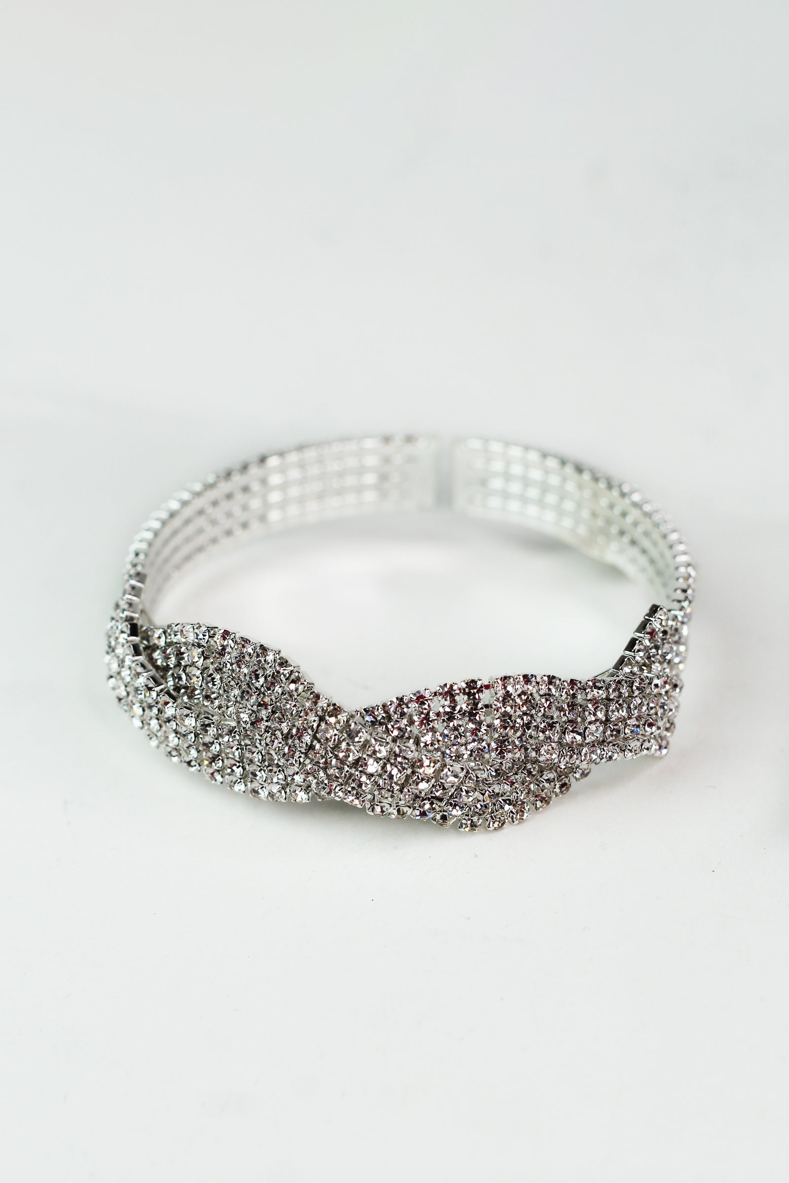 4 Row Rhinestone Cuff w/ Twist Center