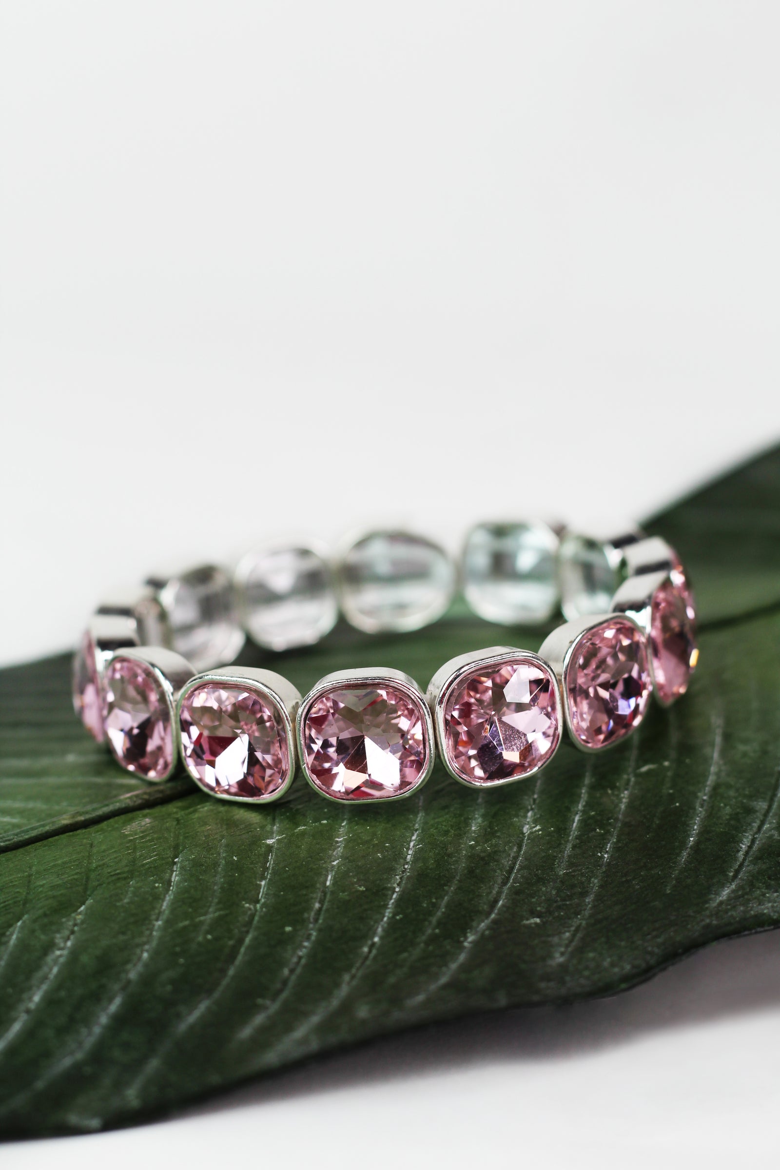 All Square Chunky Rhinestone Stretch Bracelet