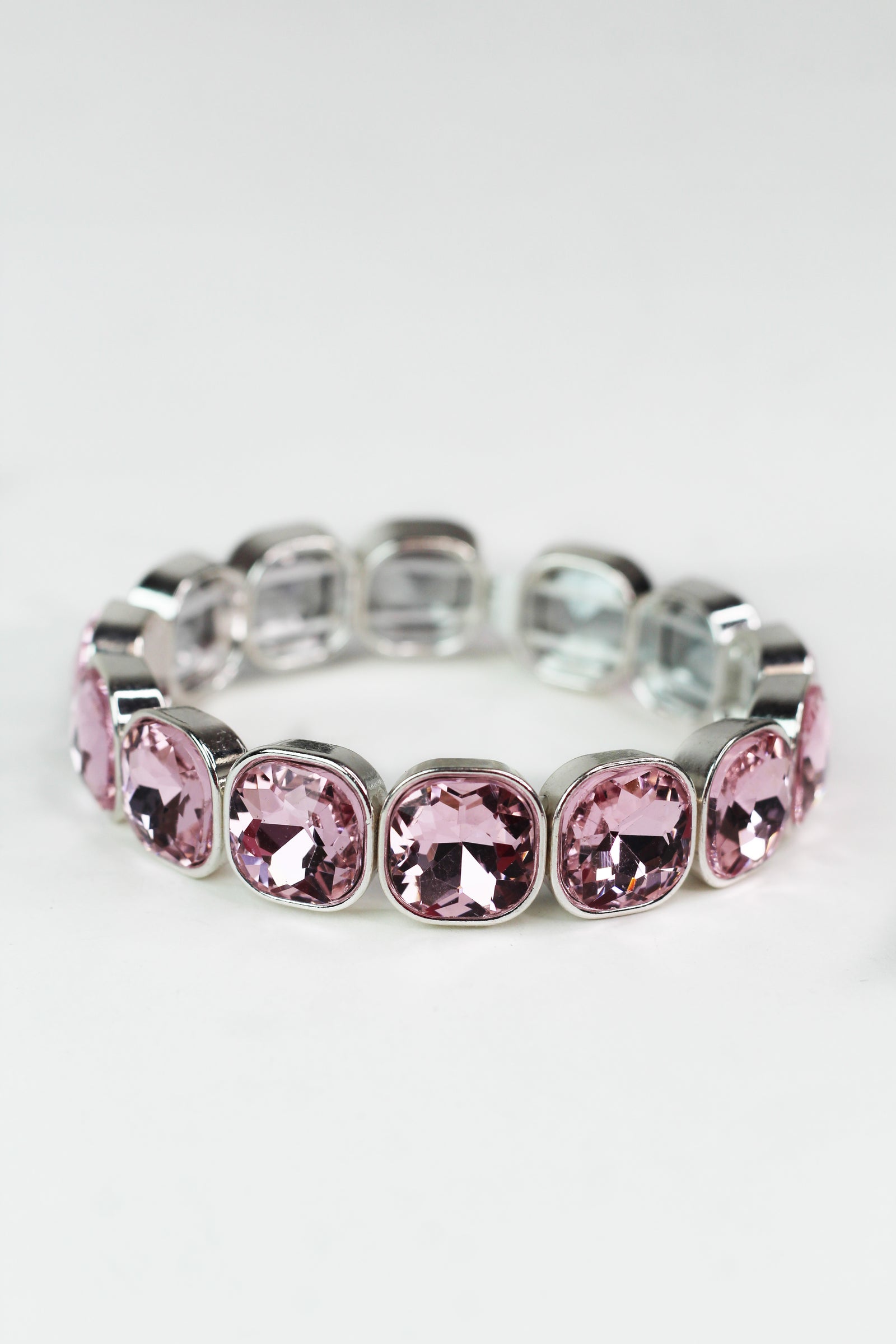 All Square Chunky Rhinestone Stretch Bracelet