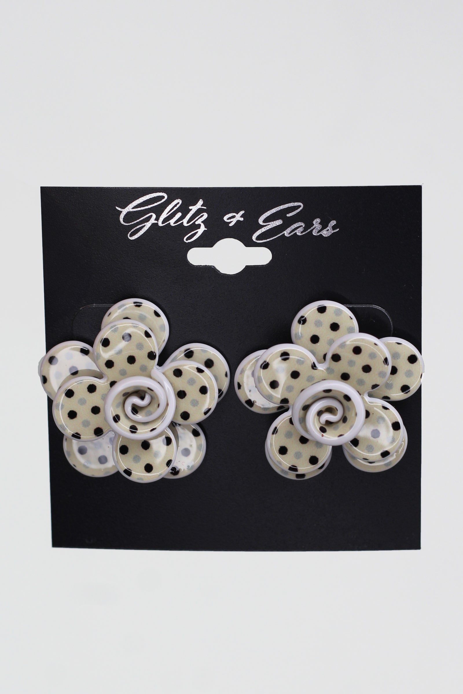 3D Polka Dot Resin Flower Stud Earrings