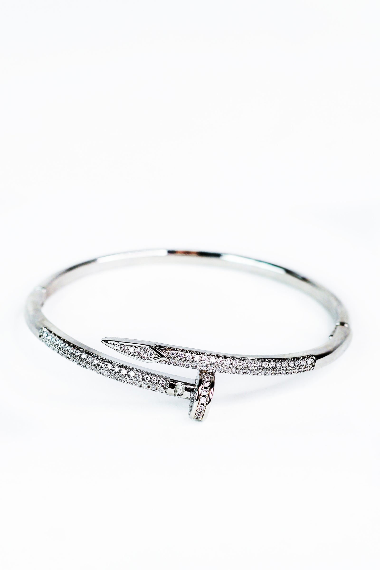 Pave Accented Nail Bangle Bracelet