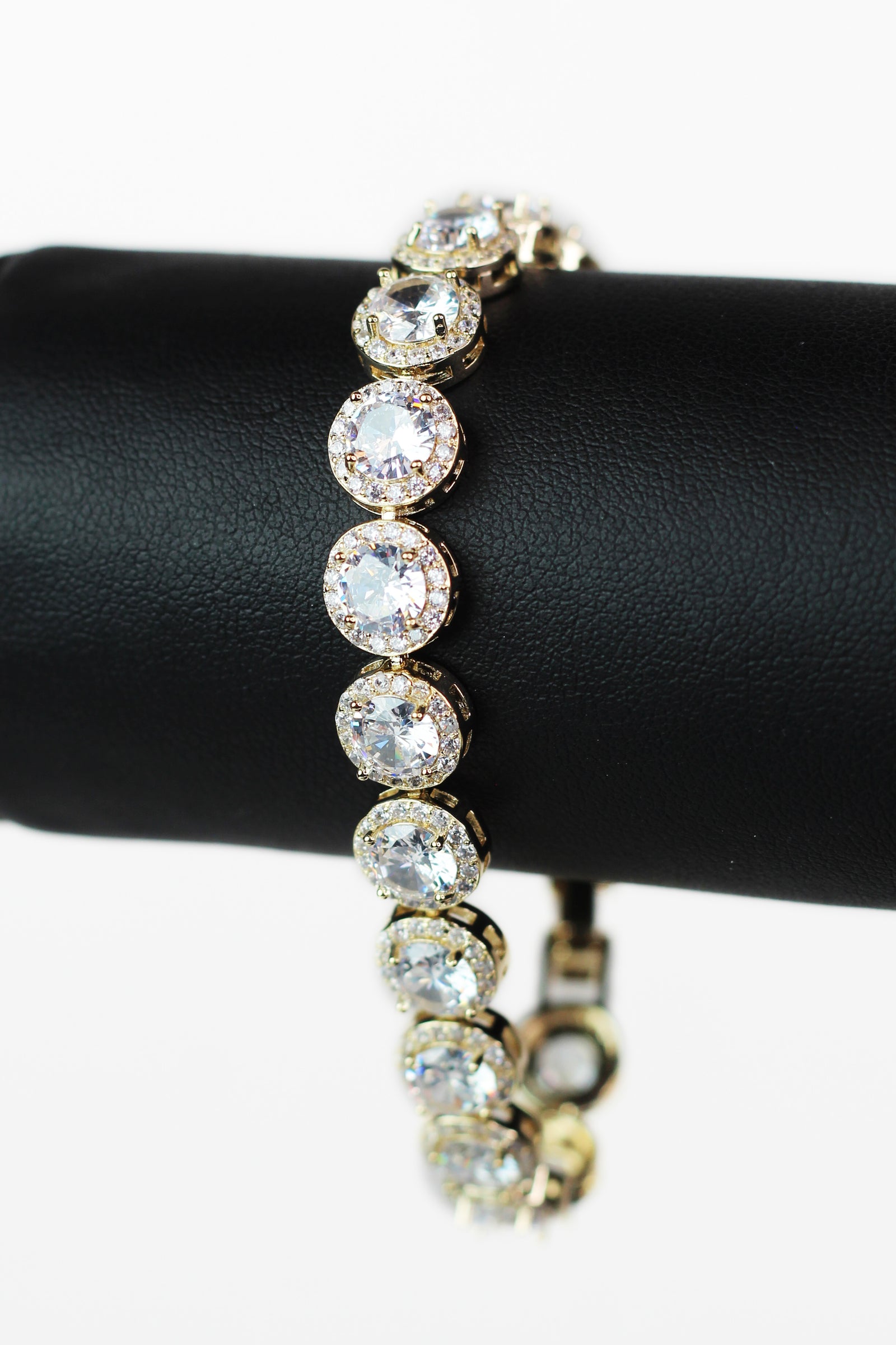 Pave Trimmed Medium Round Stones Tennis Bracelet