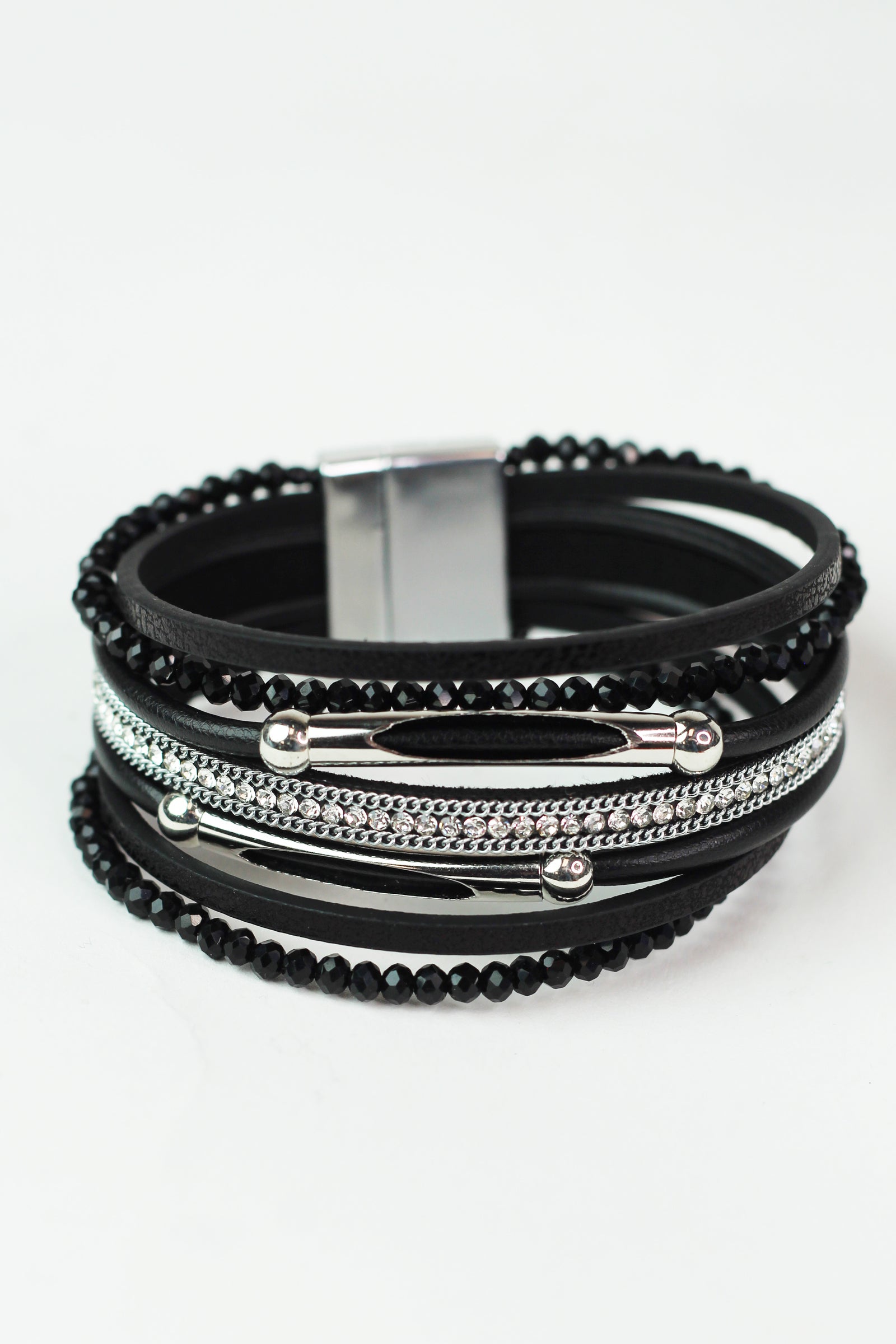 Strips Stones Beads & Metal Sliders Magnetic Bracelet
