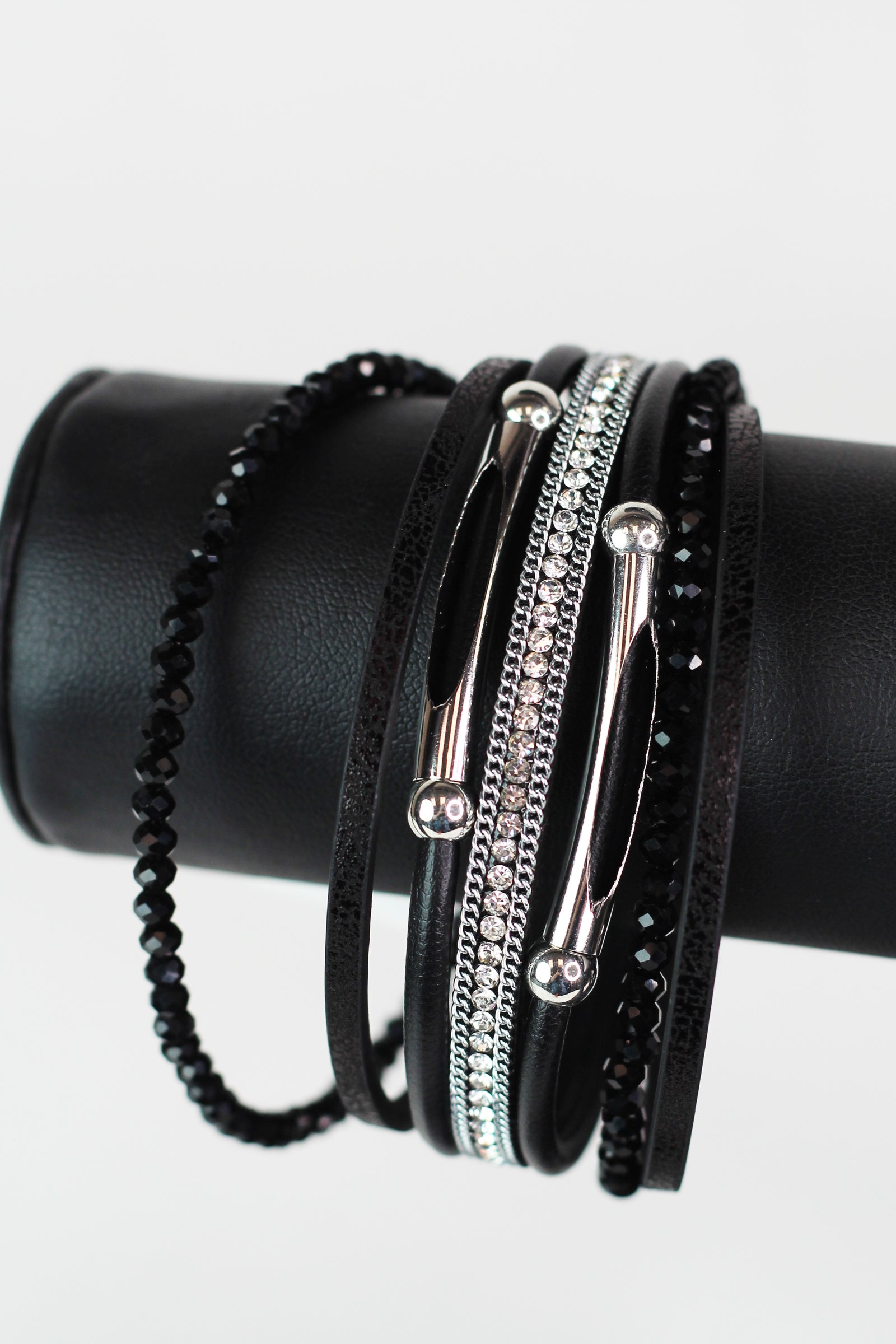 Strips Stones Beads & Metal Sliders Magnetic Bracelet