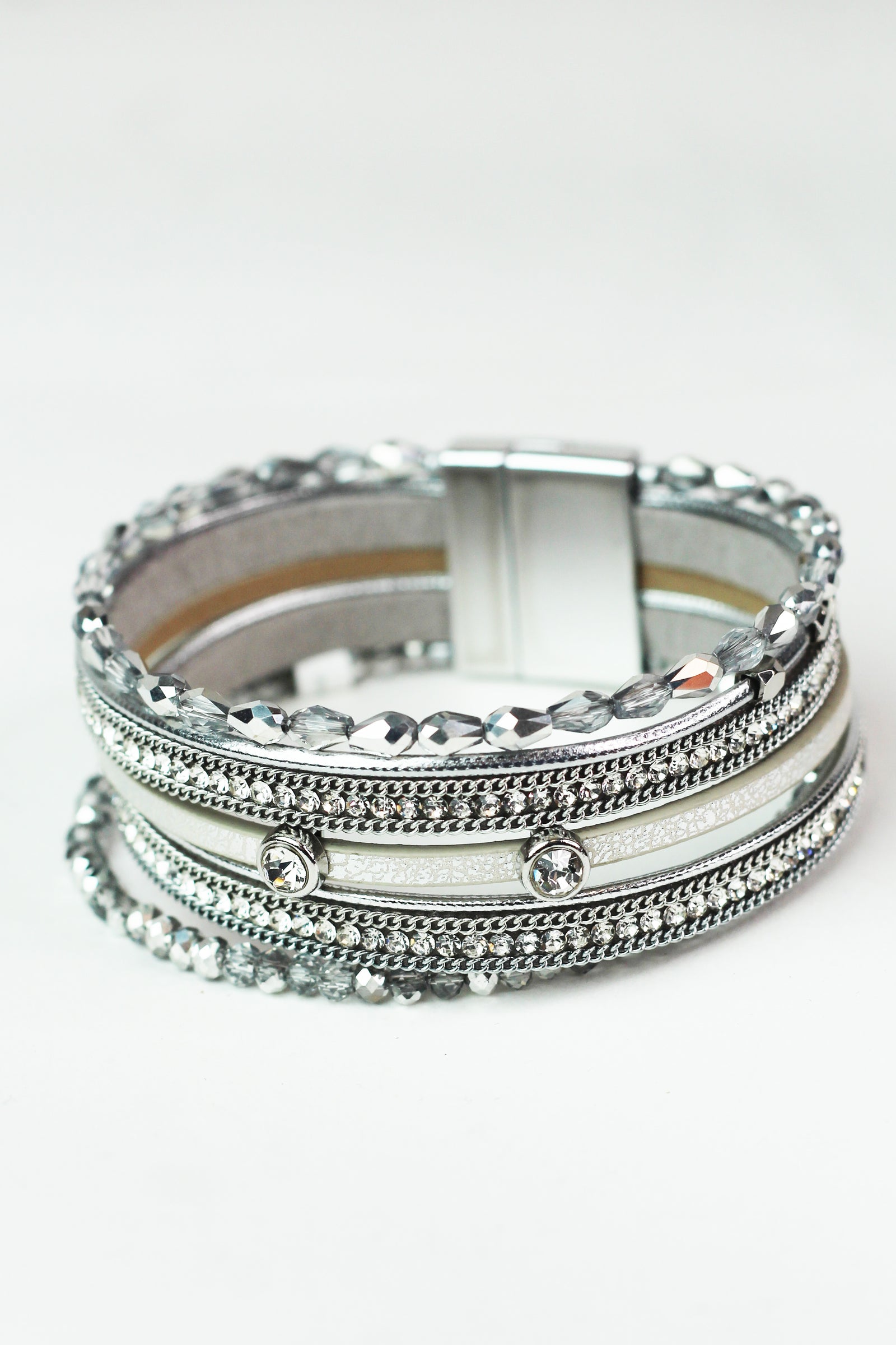 Strips Beads Stones & 2 Sliders Magnetic Bracelet