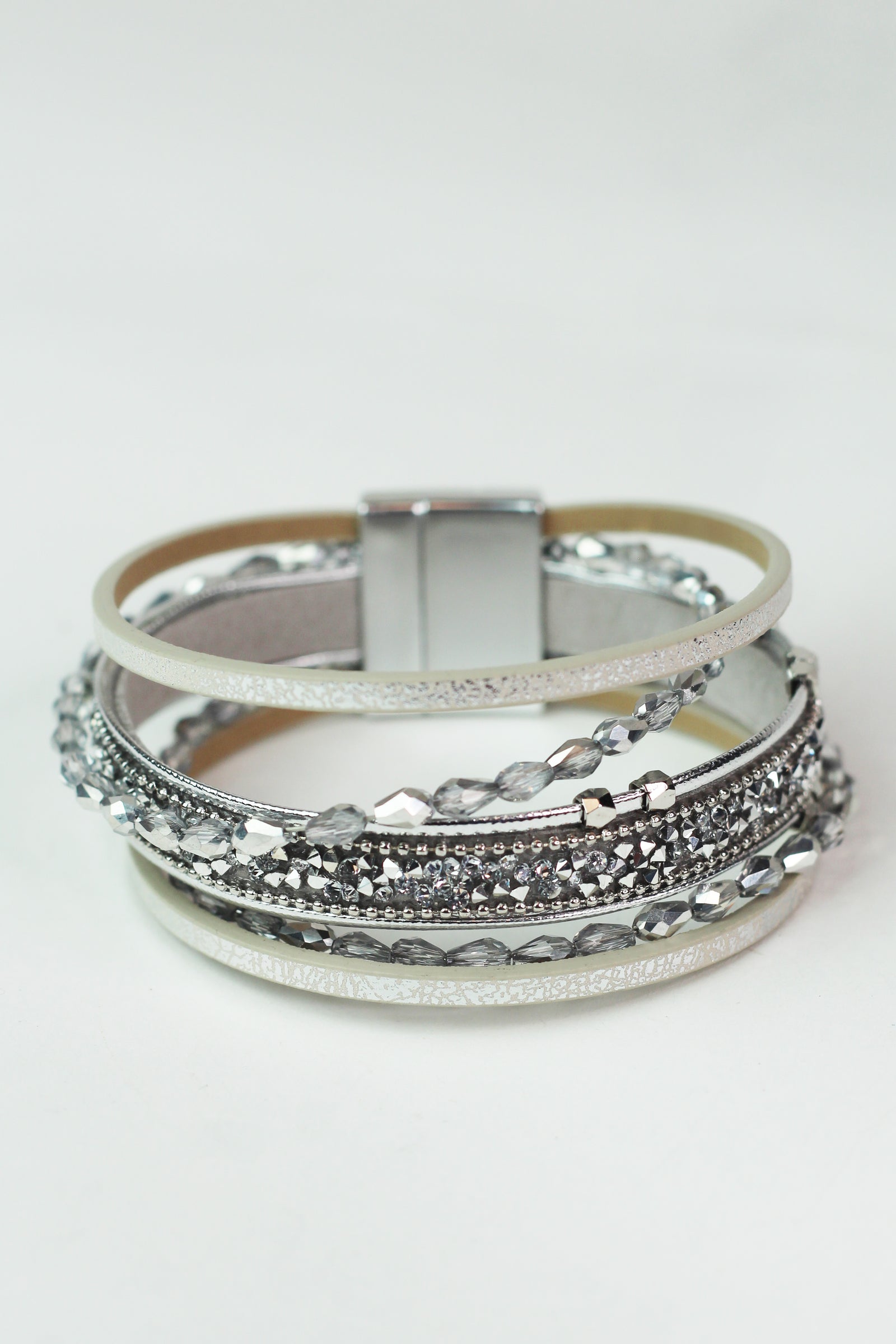 Barrel Beads Strips & Stones Magnetic Bracelet