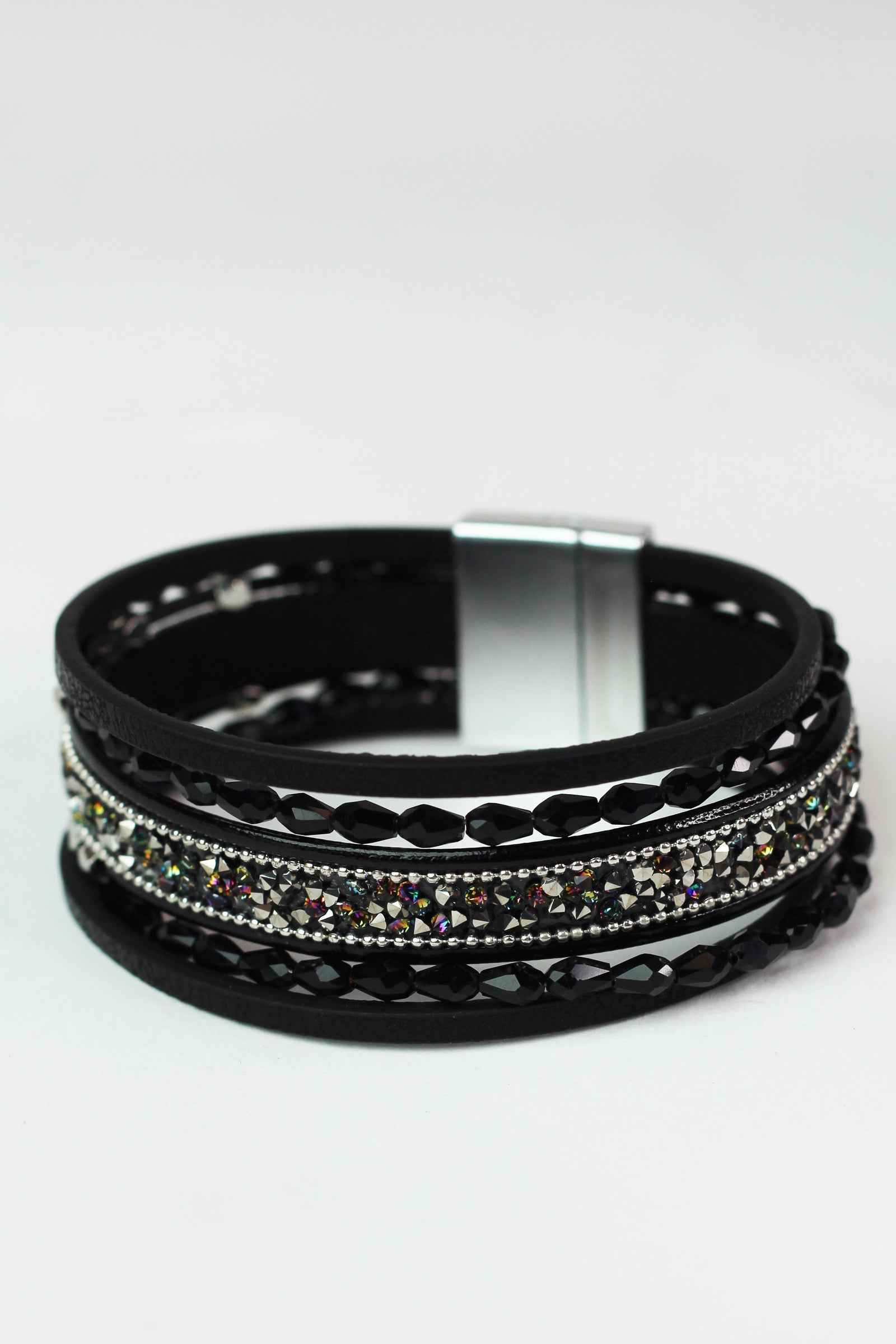 Barrel Beads Strips & Stones Magnetic Bracelet