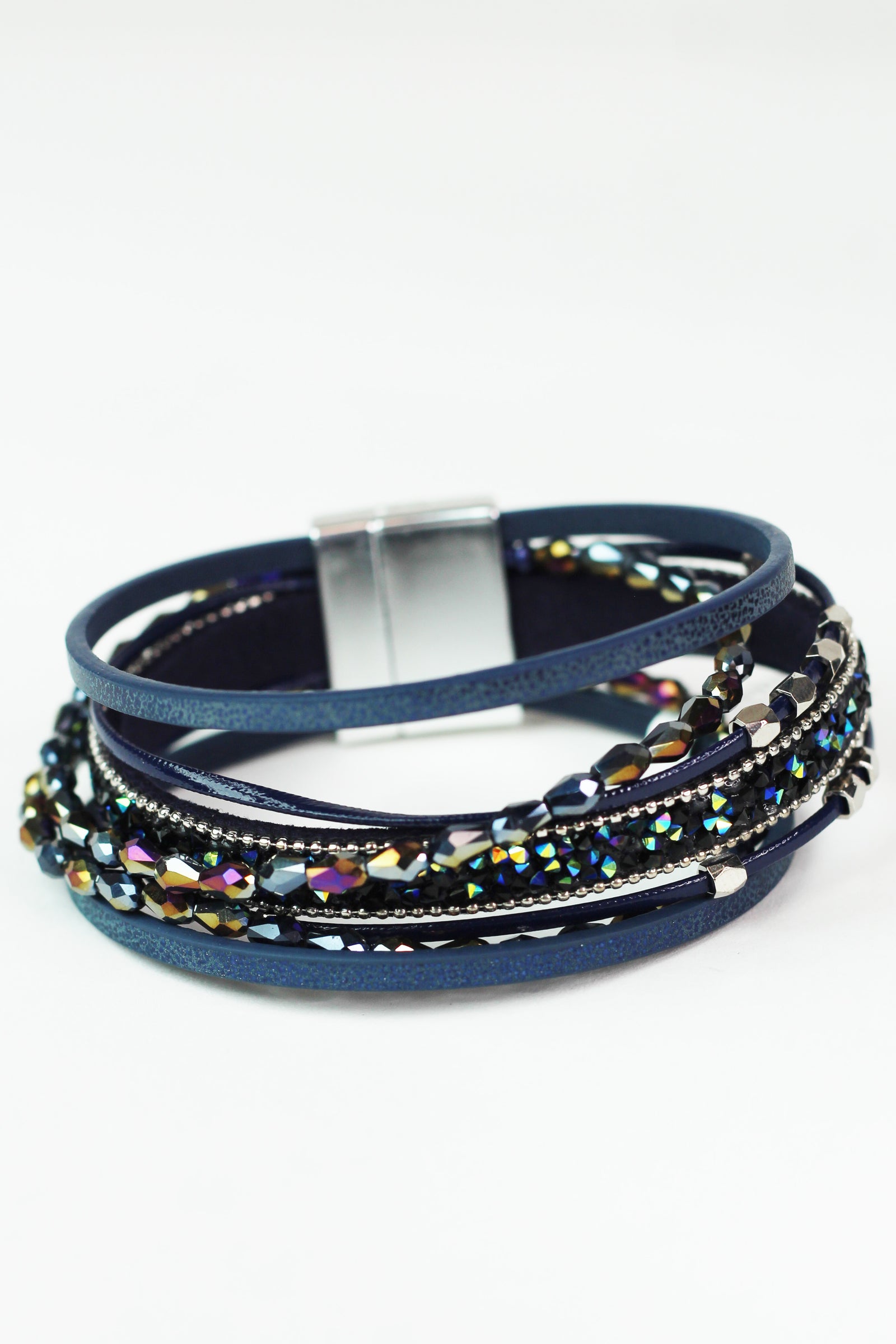 Barrel Beads Strips & Stones Magnetic Bracelet