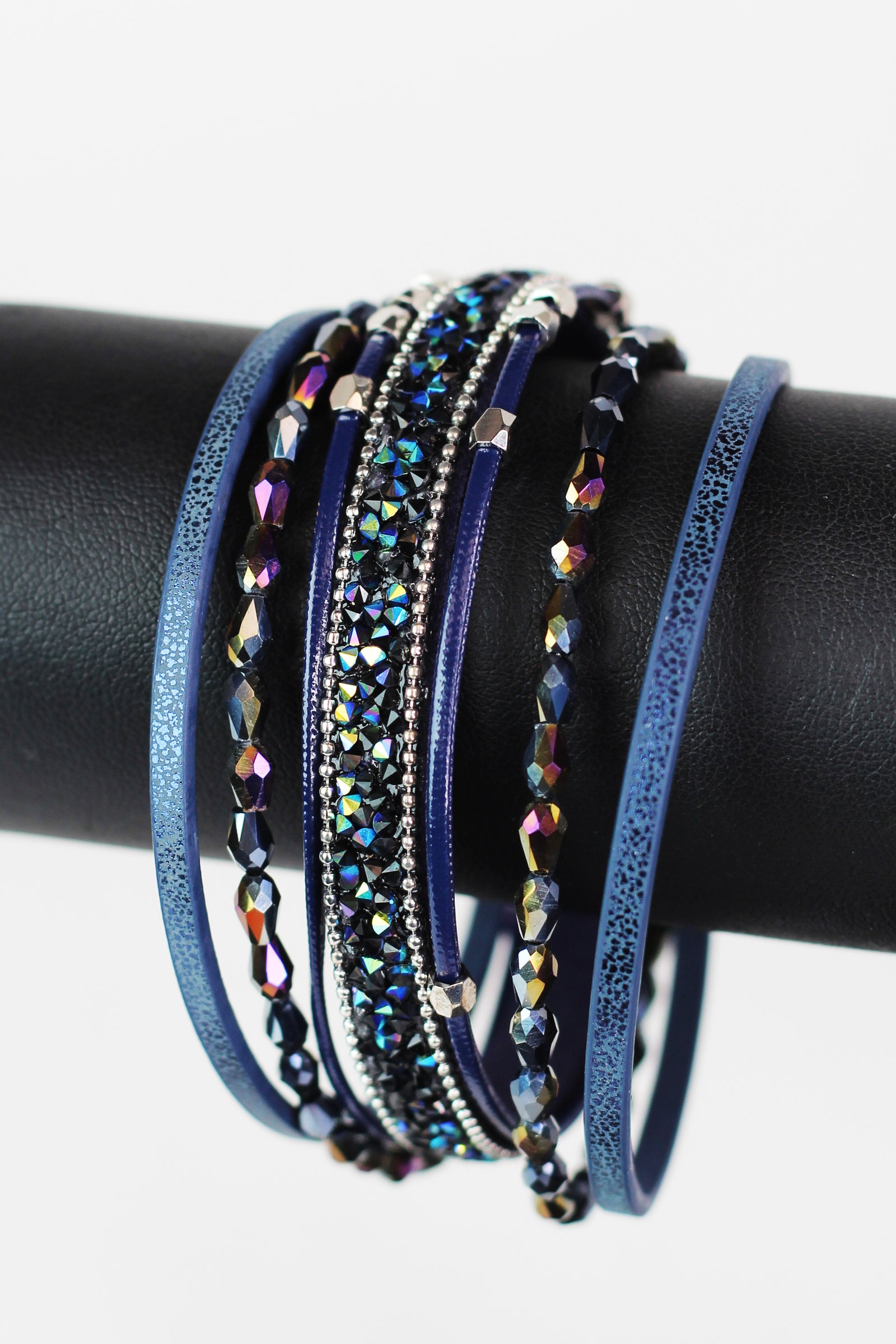 Barrel Beads Strips & Stones Magnetic Bracelet