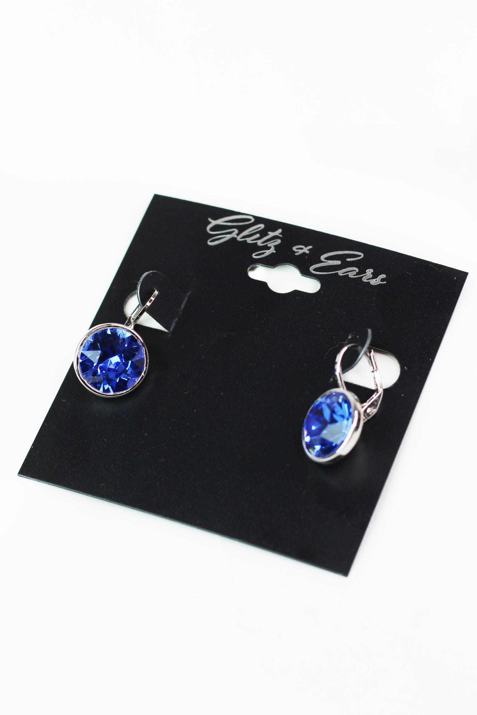 Large Stone Lever Back Silver Earring