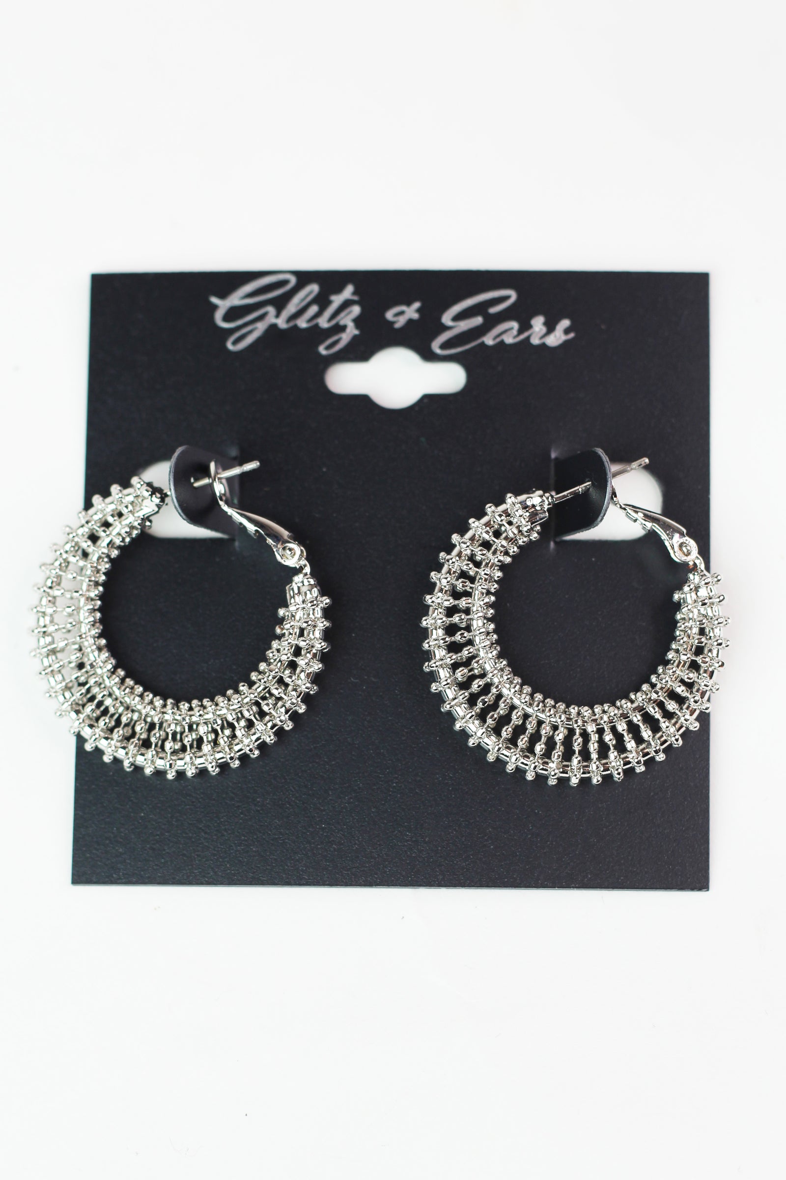Metal Cage Lever Back Hoop Earrings