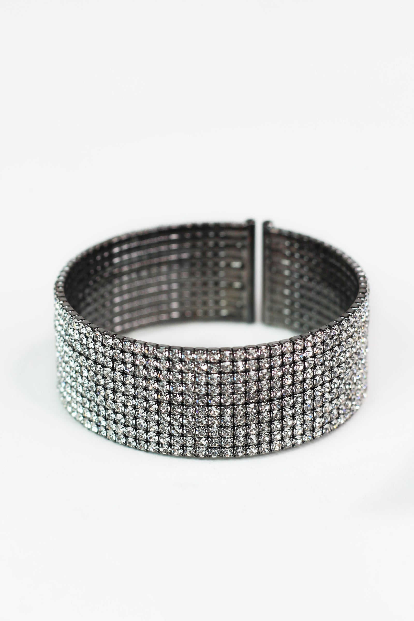 10 Row Rhinestone Cuff Bracelet