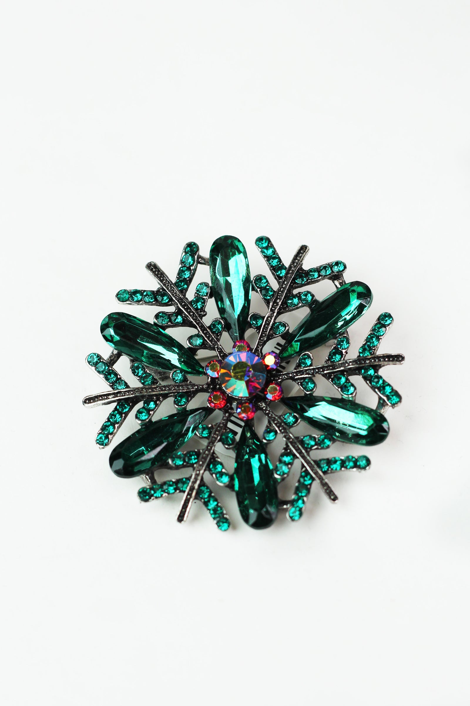 Rhinestone & Teardrops Snowflake Brooch