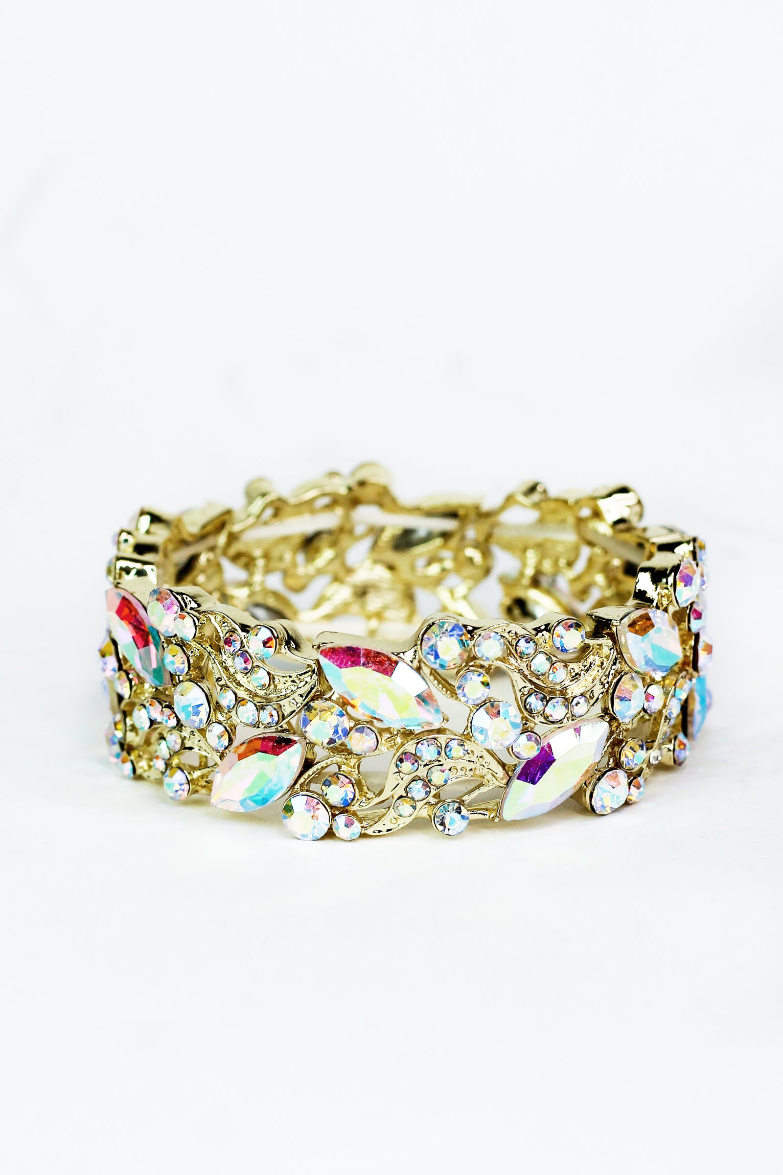 Emerald & Round Stone Swirl Stretch Bracelet - Glitz & Ears Boutique
