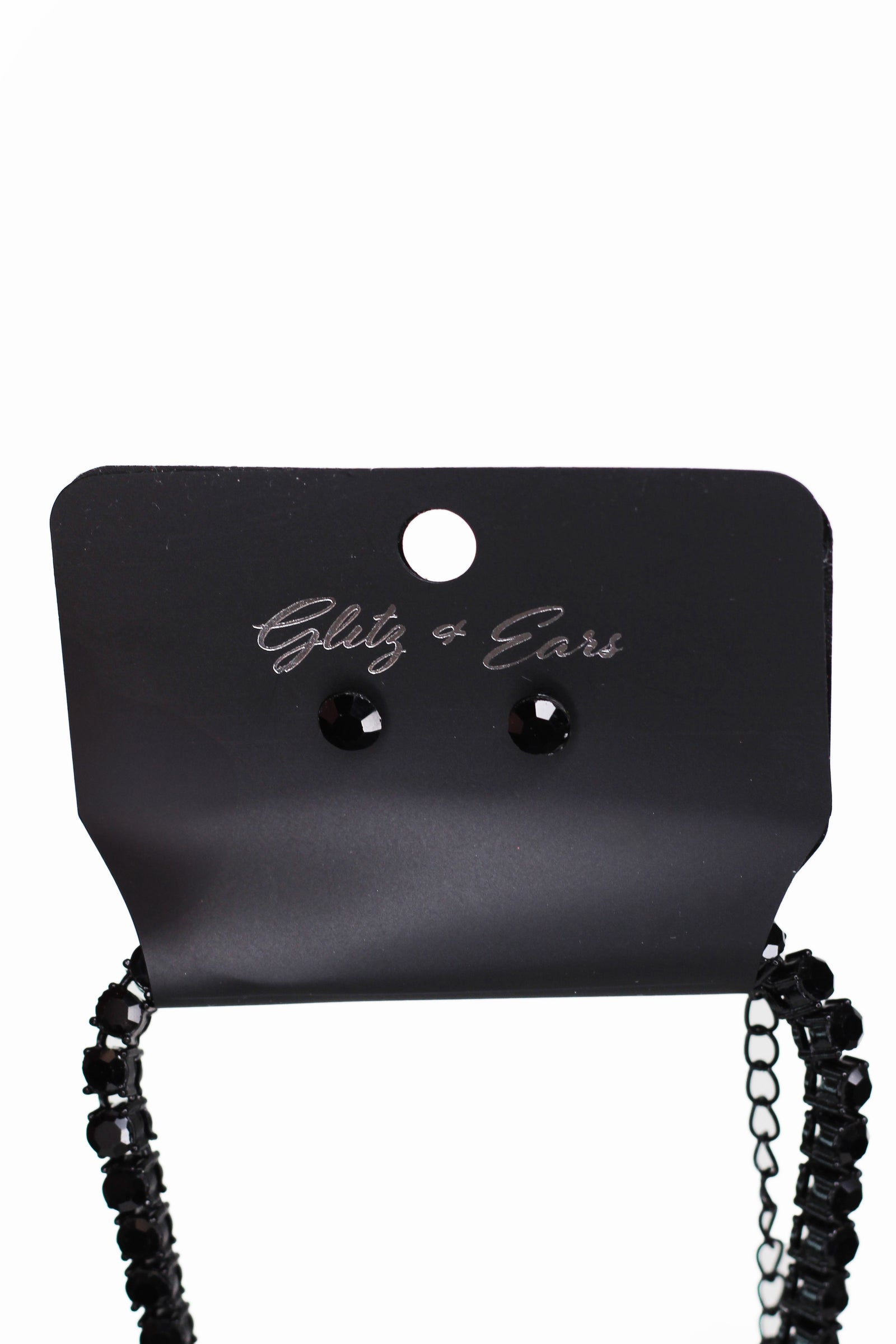Rhinestone Tennis Necklace w/ Large Teardrop Stone Pendant