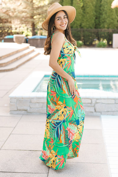 Front Knot Floral Maxi Dress
