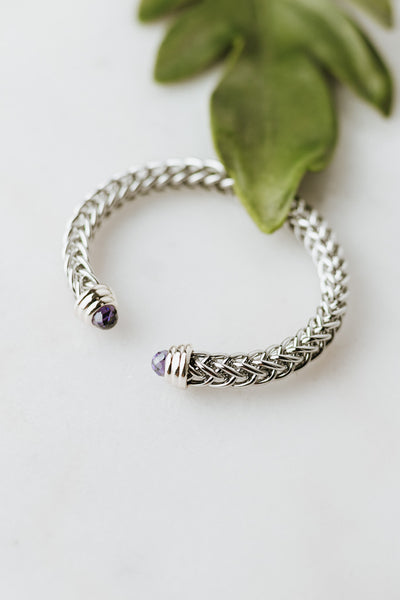 Braided Twisted Ends with Stone Cuff Bracelet