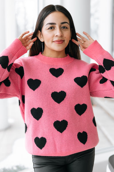 All Over Heart Knitted Sweater (SALE)