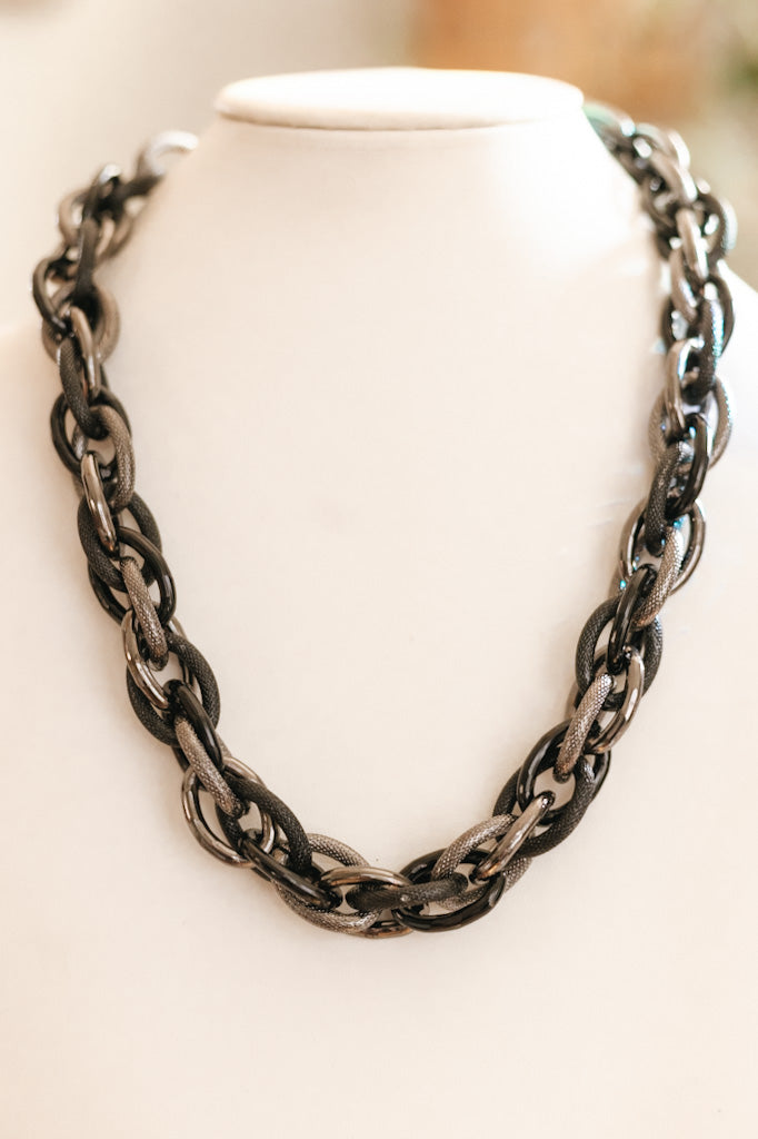 Tri-Metal Finish Chain Necklace