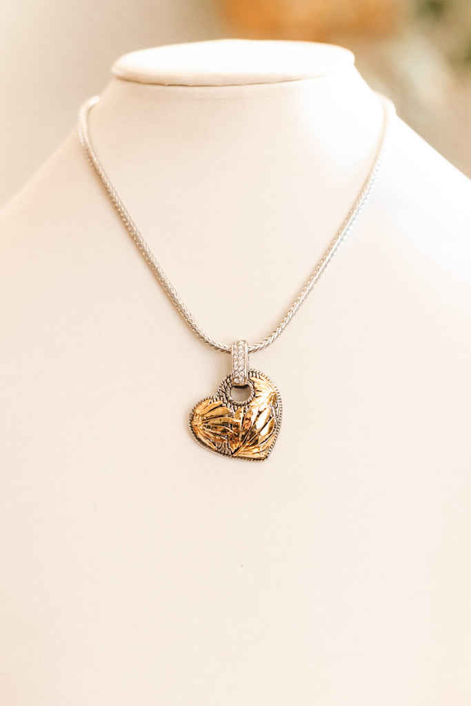 Offset Metal Heart Pendant Necklace