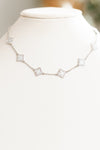 Spaced Rhinestone Trim Small Clover Chain Necklace