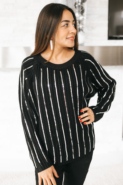 Sequin Lines Mesh Sweater (SALE)