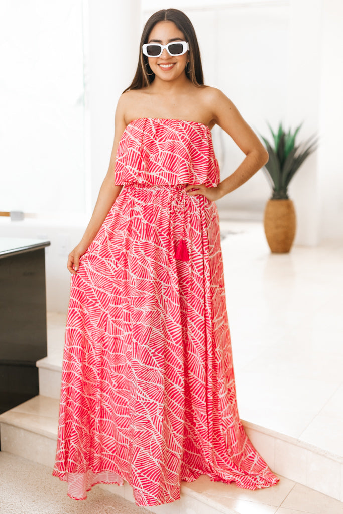 Strapless Maxi Dress with Tie