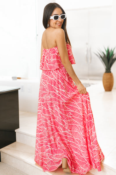 Strapless Maxi Dress with Tie
