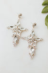 Cross Shaped With All Over Stone Dangle Earring