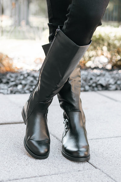 Knee Length Boots with Rhinestone Horse Bit (SALE)