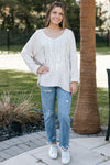 V Neck Italian Sweater with Metallic Silver Accent