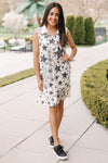 Lace & Sequin Button-Up Sleeveless Dress With Collar