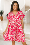 Abstract Print Collared Baby Doll Dress
