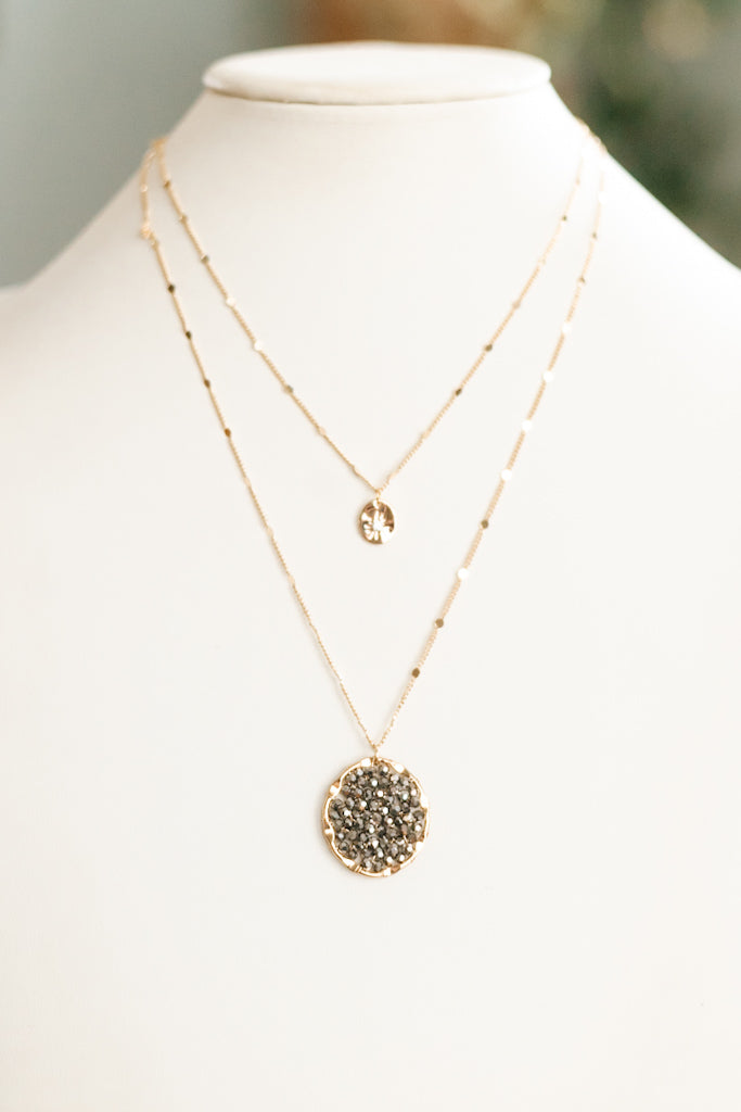 Round Clustered Beaded Pendant Necklace