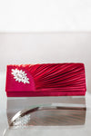 Rouched Side Sweep Front Rhinestone Clutch