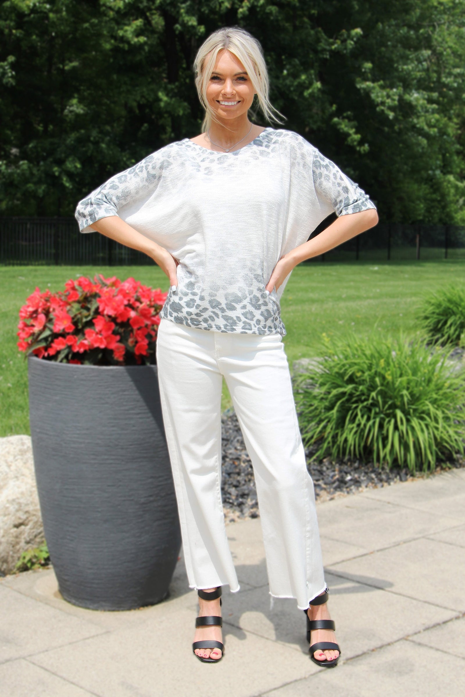 Leopard Print Ombre Lightweight Sweater