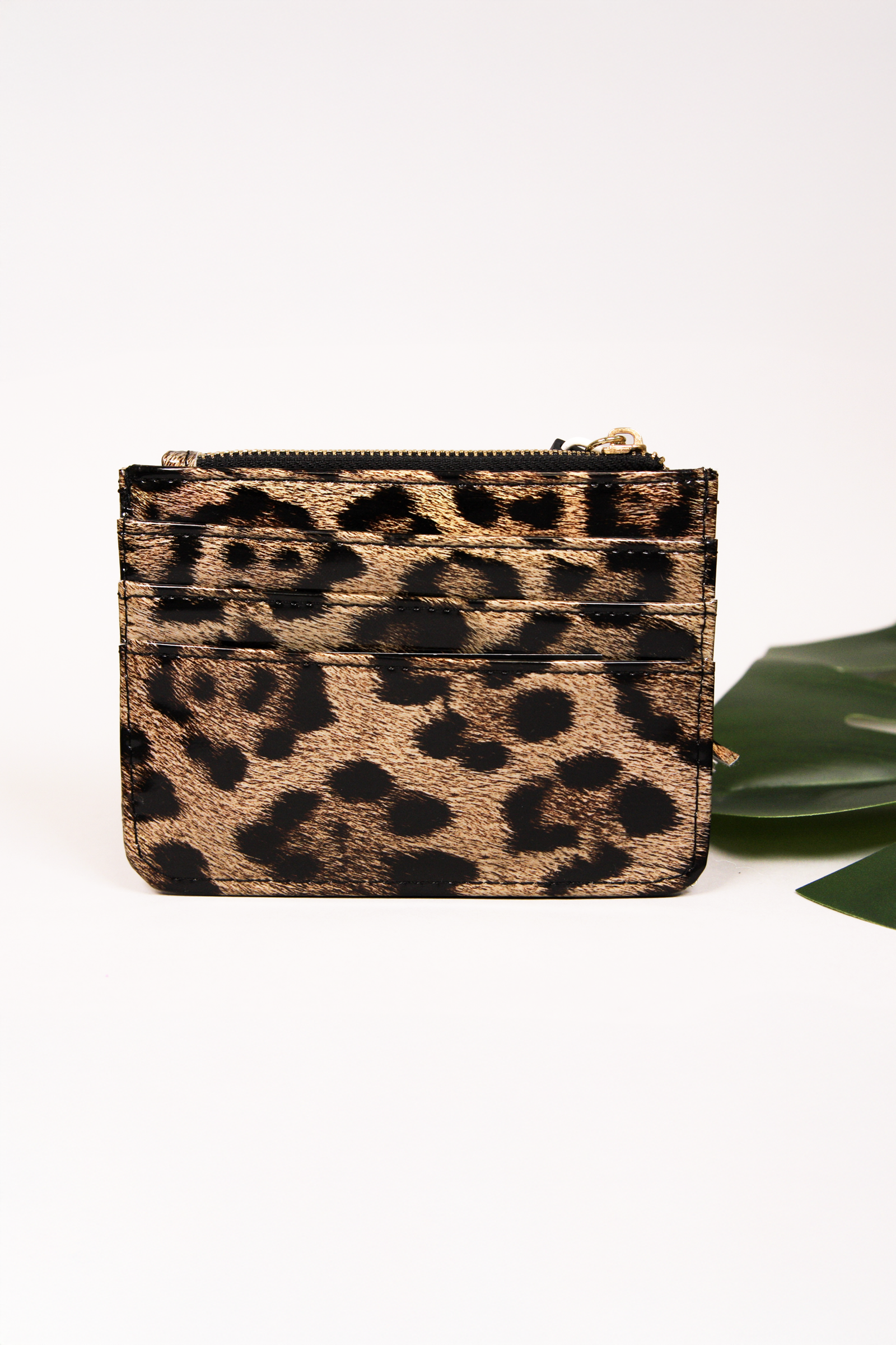 Zippered Leopard Print Cardholder w/ Tassel
