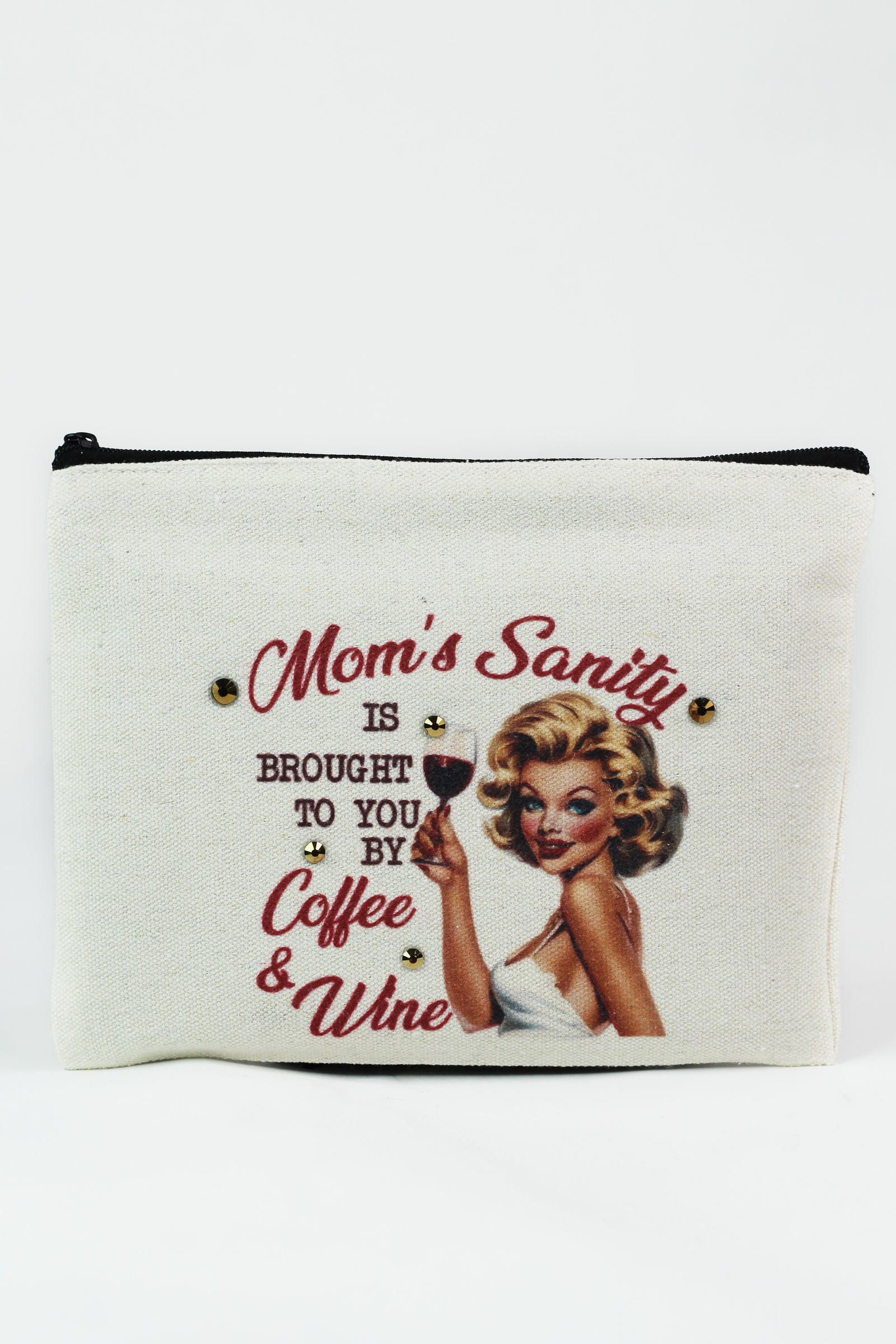 Photo & Quote Canvas Zip Pouch w/ Stone Accents