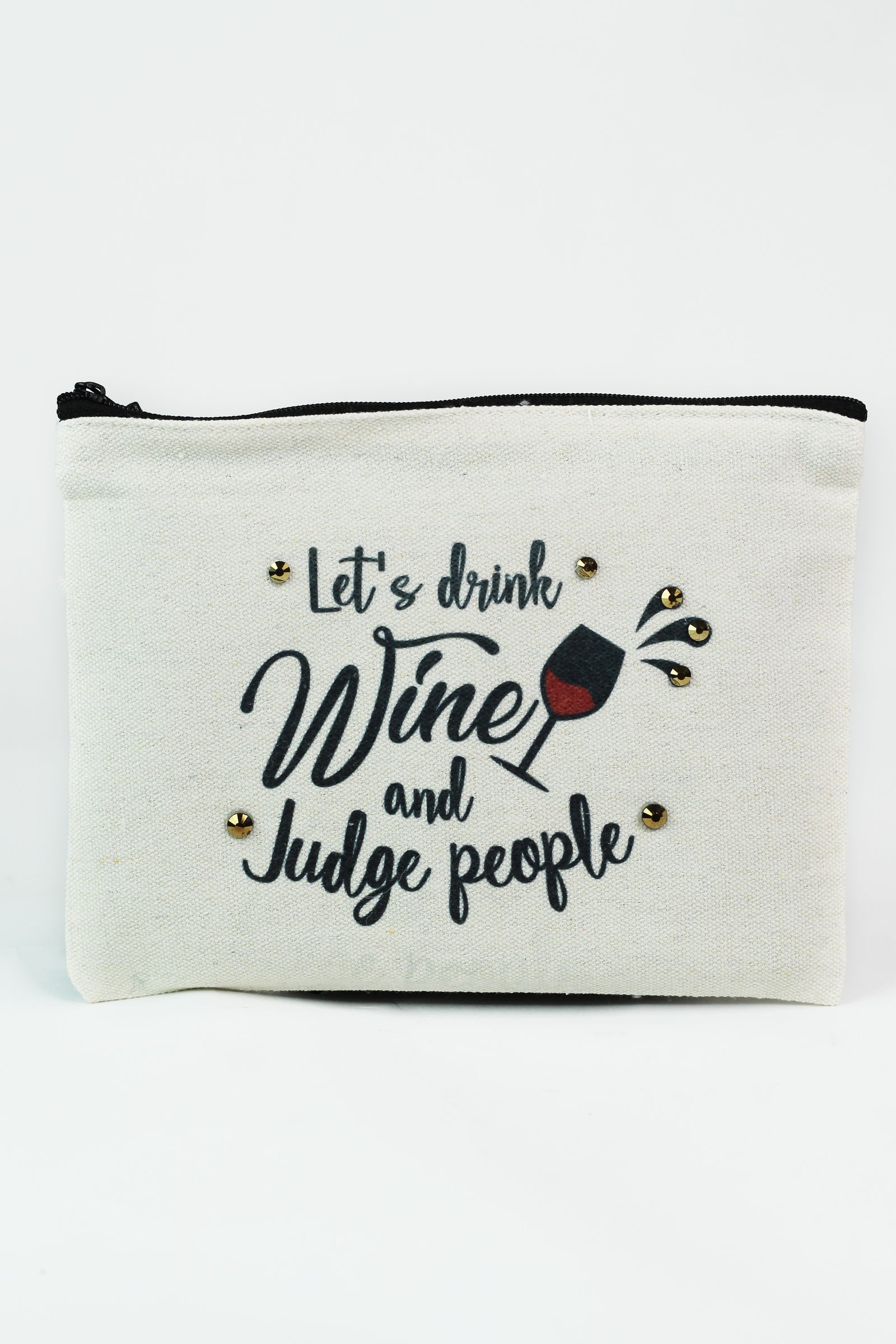 Photo & Quote Canvas Zip Pouch w/ Stone Accents