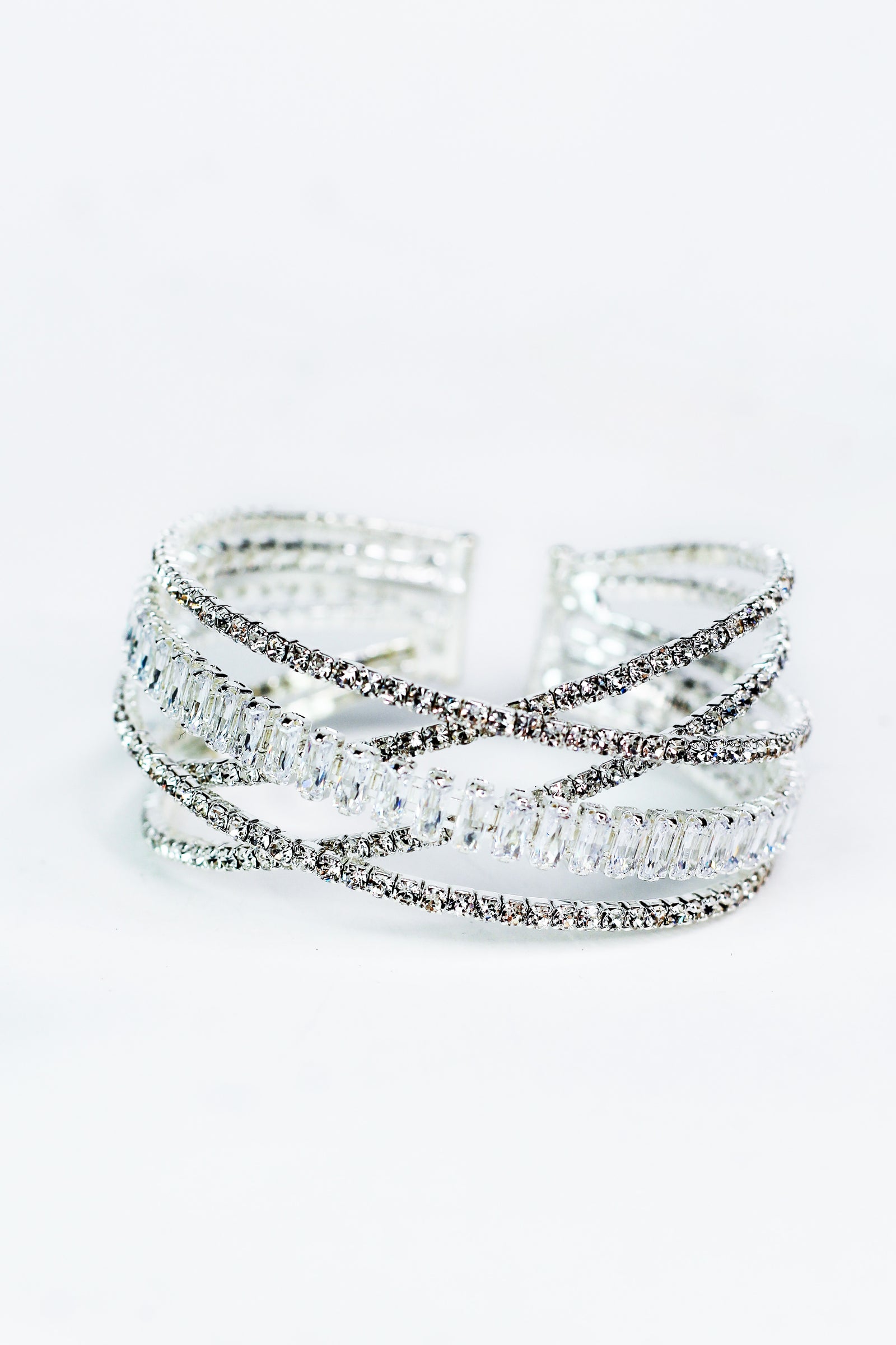 5 Row Rhinestone & Baguette Bracelet - Glitz & Ears Boutique