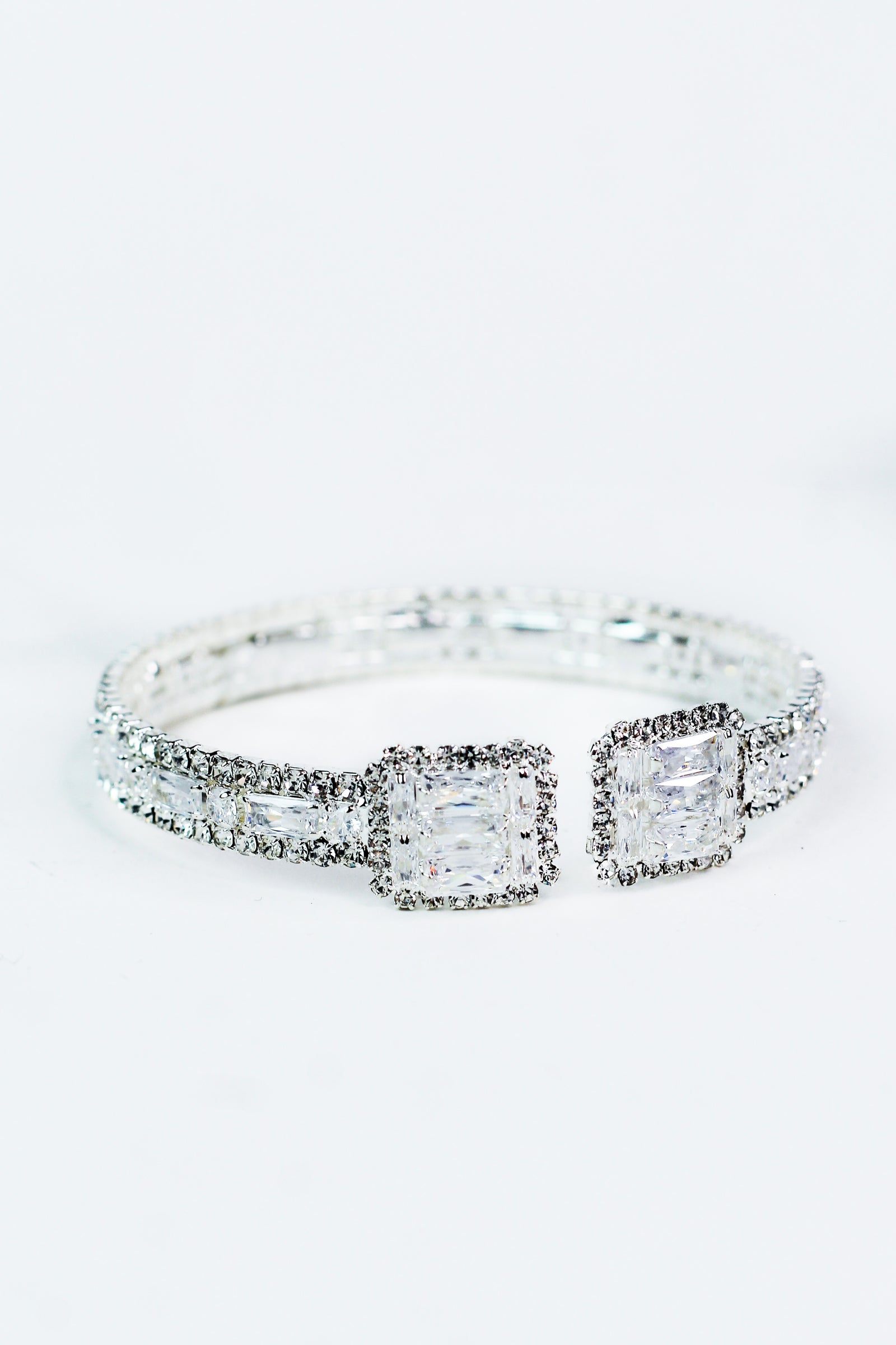 Rhinestone & Baguette Buckle Accent Bracelet