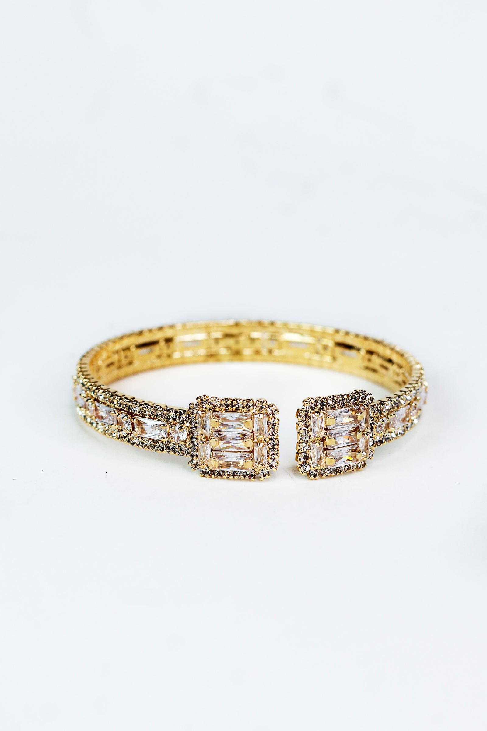 Rhinestone & Baguette Buckle Accent Bracelet - Glitz & Ears Boutique