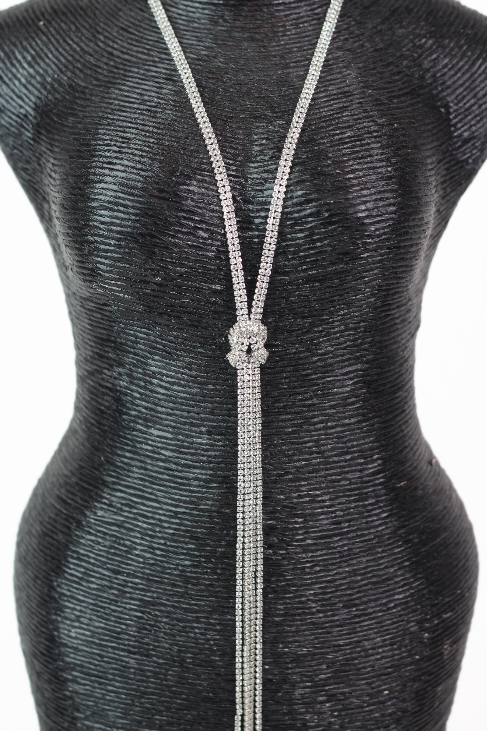 Rhinestone Knot Middle Long Necklace