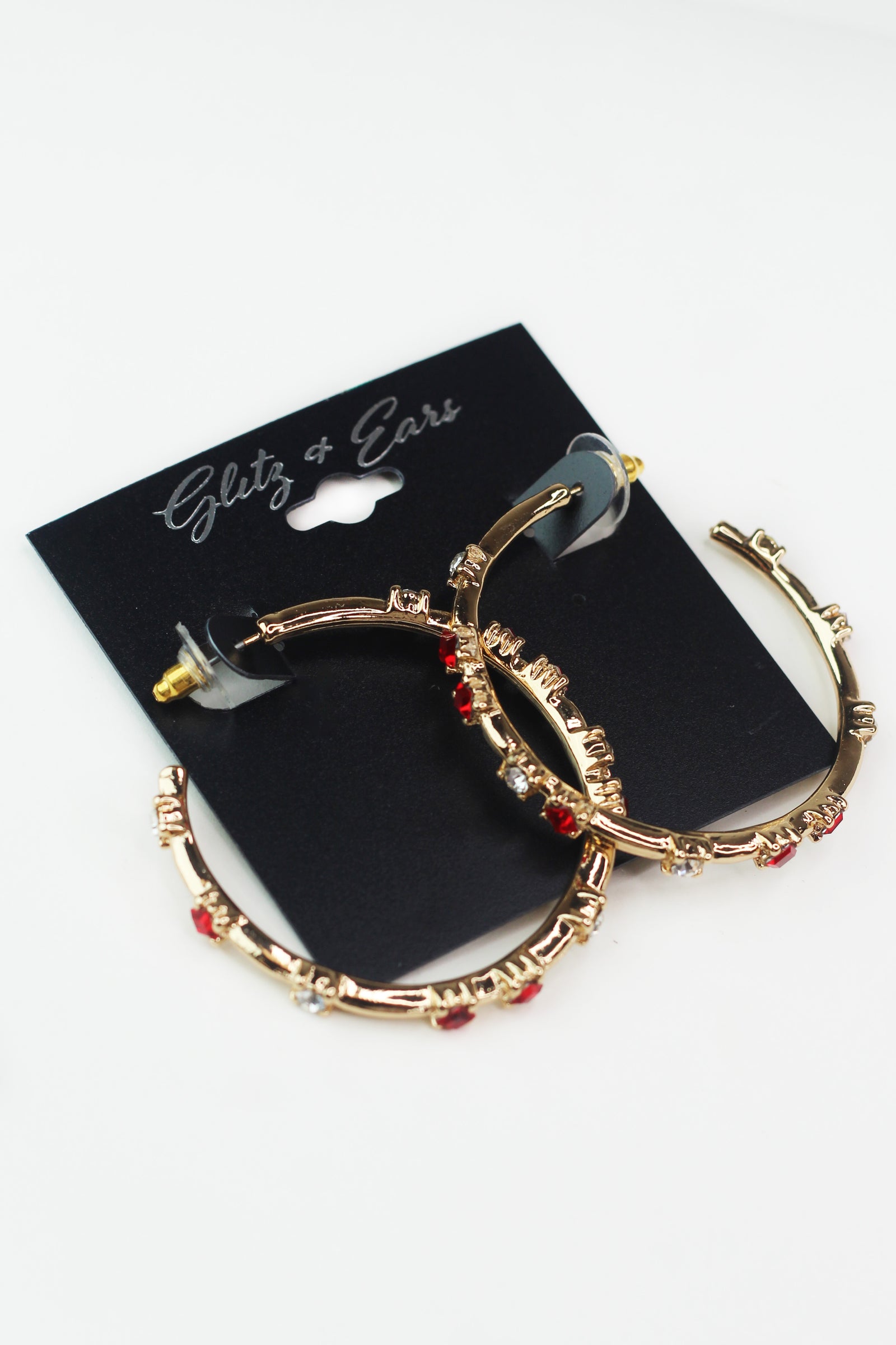 Spaced Two Tone Stones Open End Medium Hoop