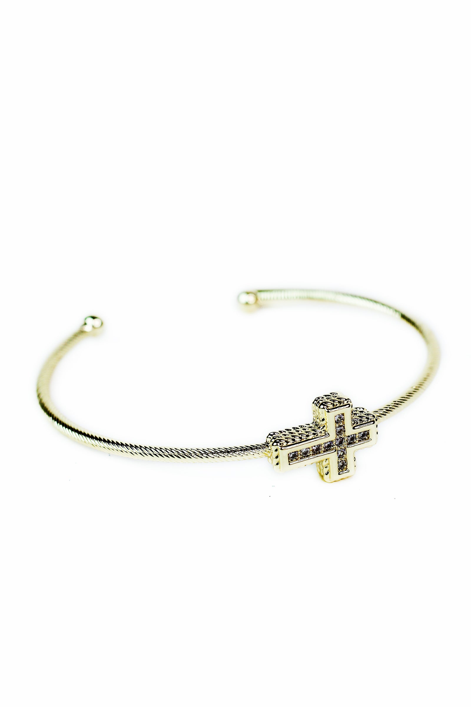 Thin Open Ended Rhinestone Cross Bracelet