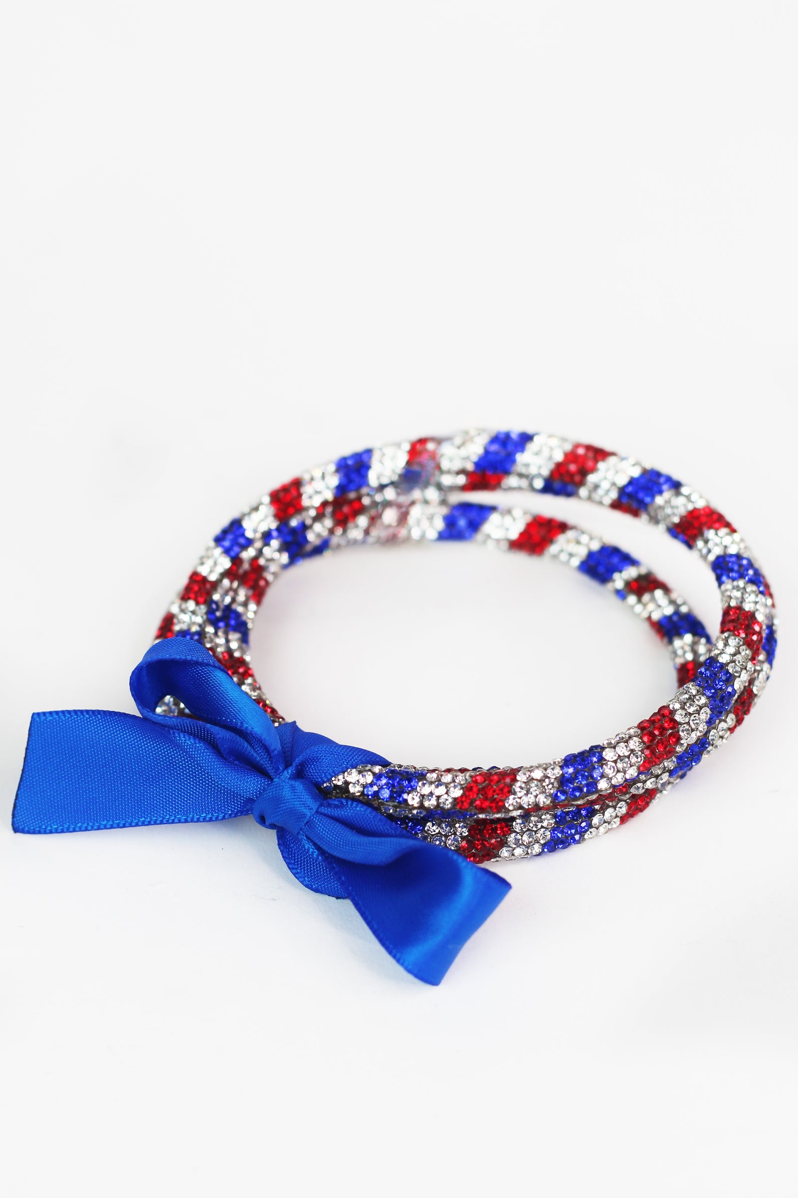 3 All Rhinestone Bangle Bow Bracelet