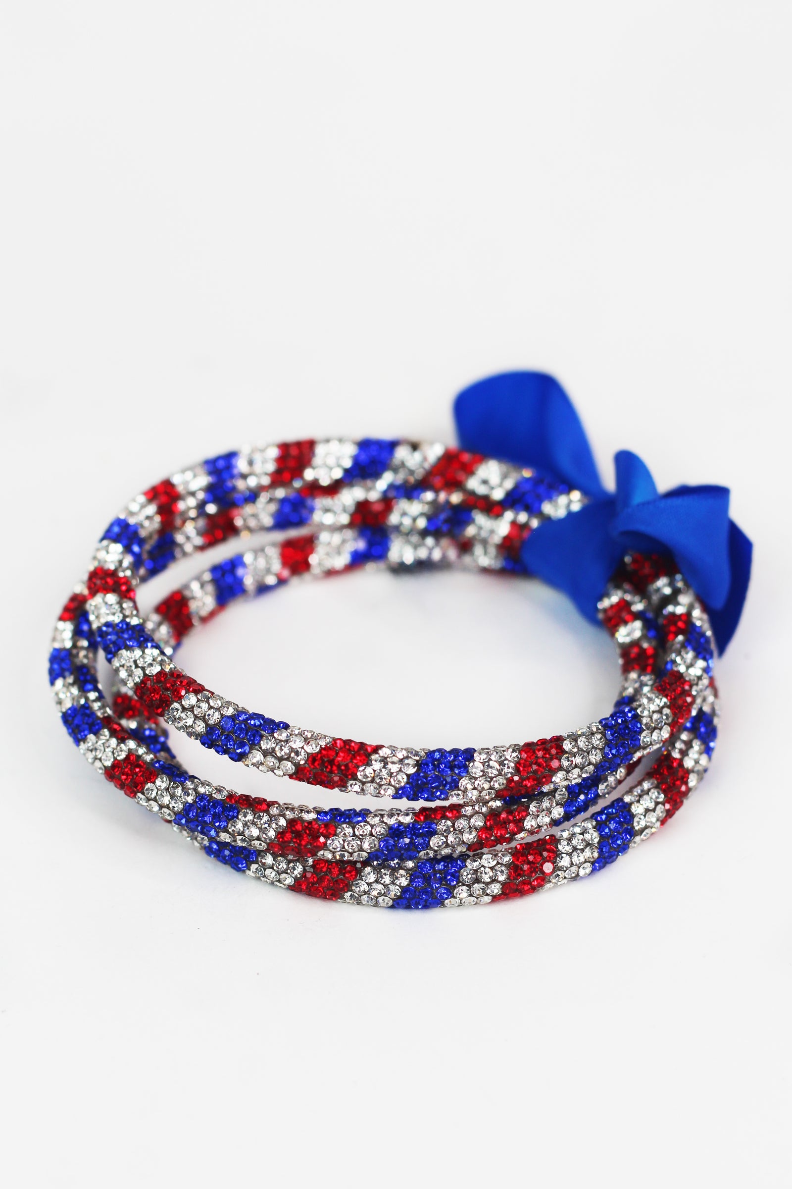 3 All Rhinestone Bangle Bow Bracelet