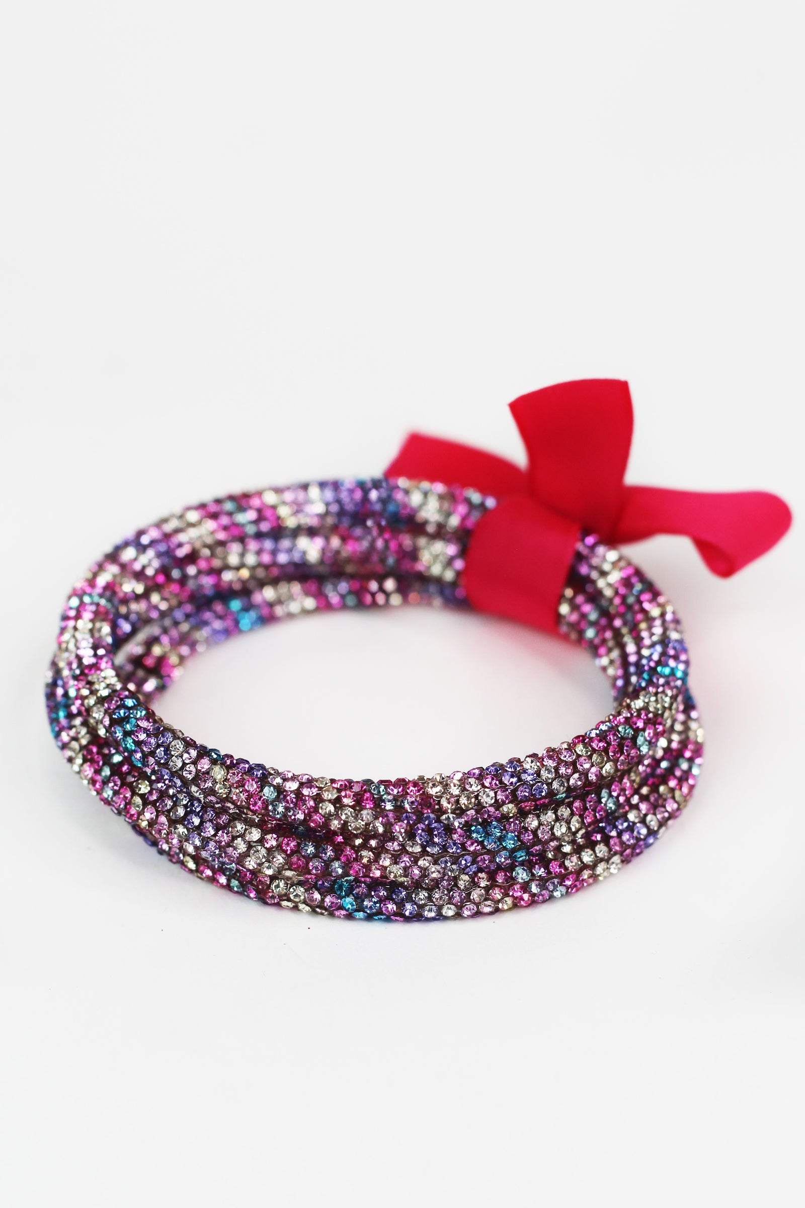 3 All Rhinestone Bangle Bow Bracelet